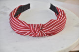 Fabric Knotted Headband - Red and White Stripes
