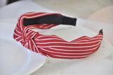 Fabric Knotted Headband - Red and White Stripes