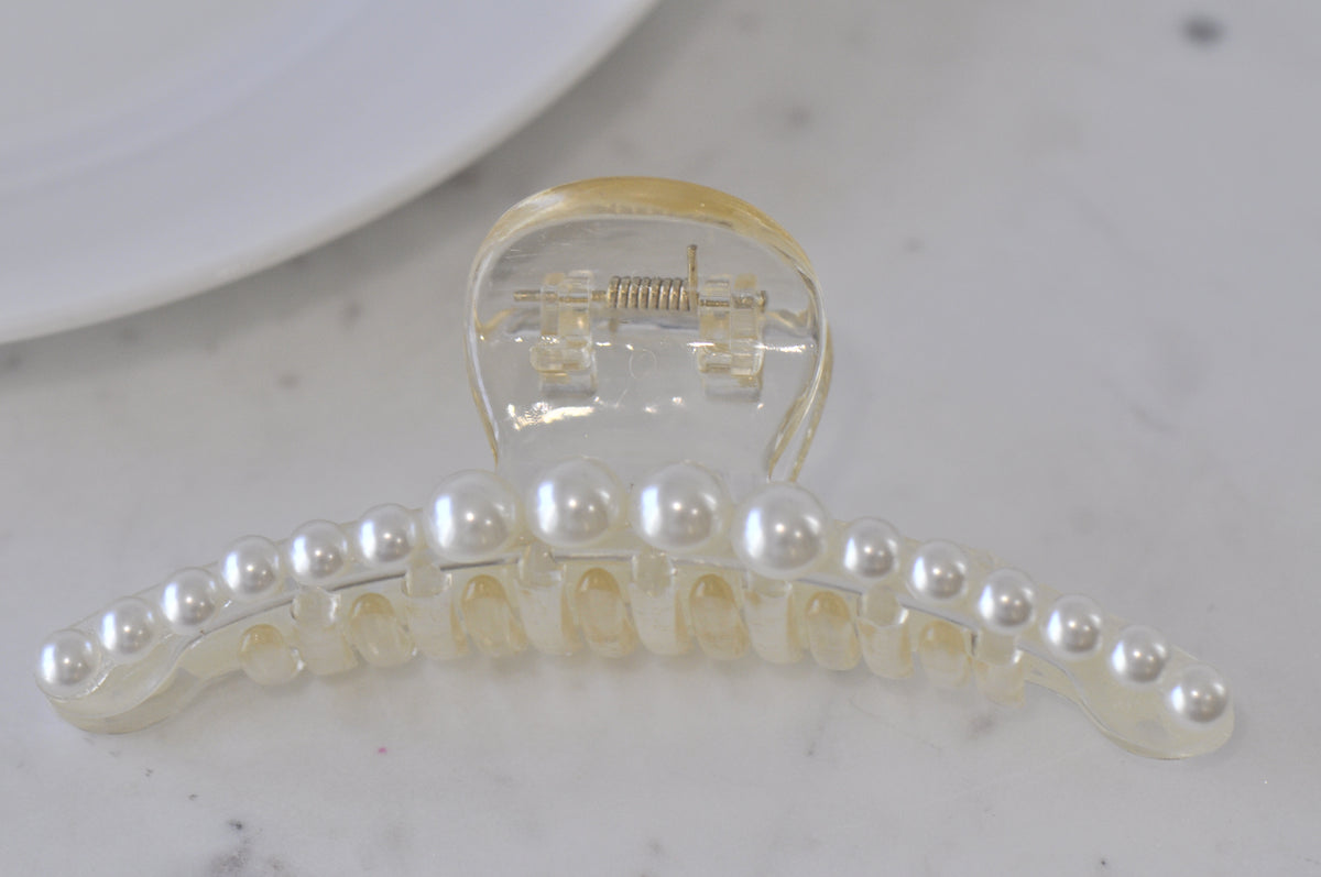 Faux Pearl Hair Claw Clip Large