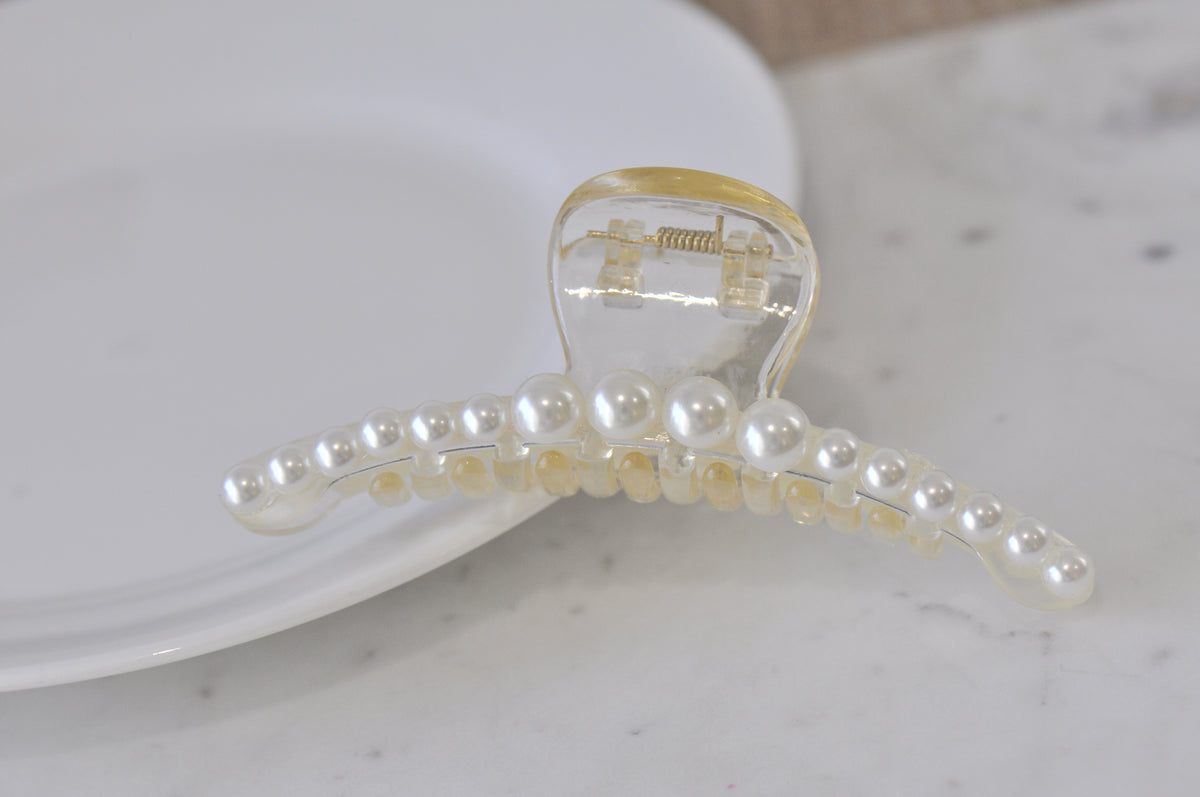 Faux Pearl Hair Claw Clip Large