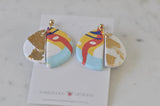 Clay Geometric Shapes and Patterns Gold Foil Drop Dangle Earrings