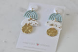 Clay Geometric Shapes and Patterns Gold Foil Rainbow Drop Dangle Earrings