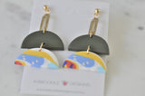Clay Geometric Shapes and Patterns Gold Foil Rainbow Drop Dangle Earrings
