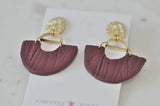 Clay Geometric Shapes and Patterns Drop Dangle Earrings - Burgandy