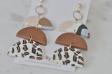 Clay Geometric Shapes and Patterns Leopard Print Drop Dangle Earrings
