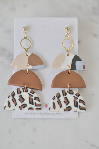 Clay Geometric Shapes and Patterns Leopard Print Drop Dangle Earrings