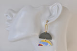 Clay Geometric Shapes and Patterns Gold Foil Rainbow Drop Dangle Earrings