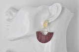 Clay Geometric Shapes and Patterns Drop Dangle Earrings - Burgandy