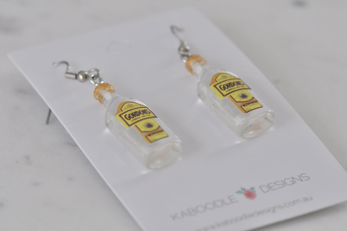 Dry Gin Alcohol Spirits Novelty Fun Drop Dangle Earrings