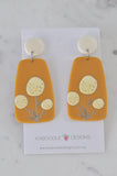Geometric Mustard Drop Dangle Earrings