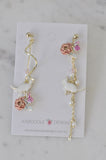 Novelty Cat Rose Flower Drop Dangle Earrings