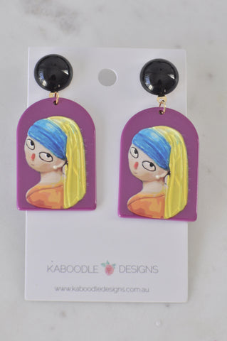 Novelty Van Gogh Girl With A Pearl Earring Inspired Dangle Earrings