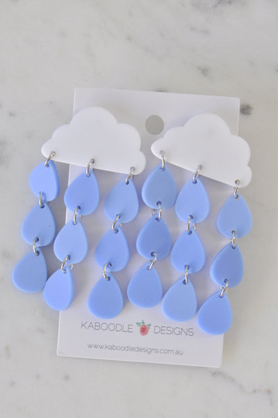 Cloud Raindrop Rain Drop Dangle Earrings