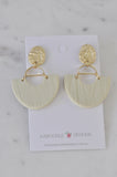 Clay Geometric Shapes and Patterns Drop Dangle Earrings - Beige