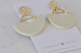Clay Geometric Shapes and Patterns Drop Dangle Earrings - Beige