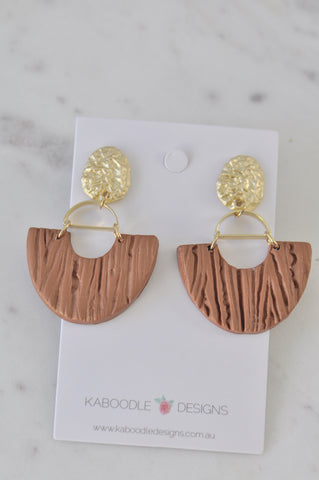 Clay Geometric Shapes and Patterns Drop Dangle Earrings - Cinnamon