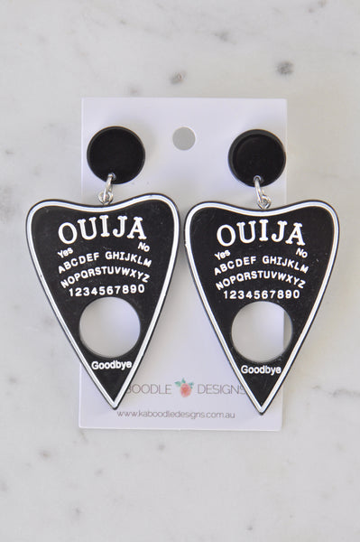 Novelty Ouija Board Spirit Fortune Telling Dangle Earrings  - Black and White
