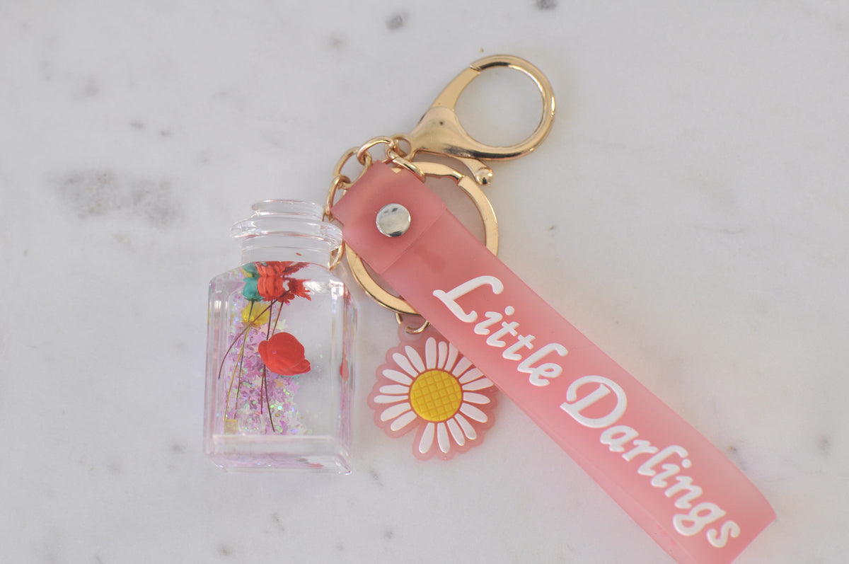 Pink Princess Mermaid Novelty Fun Liquid Keychain Keyring