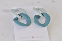 Sage and teal chain-link earrings shown flat, front-on view