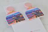 Geometric Rainbow Landscape Painting Style Statement Drop Dangle Earrings