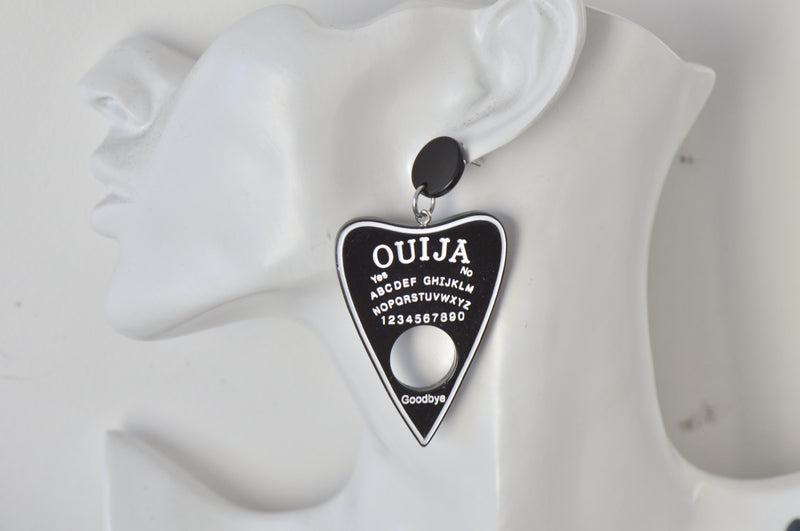 Novelty Ouija Board Spirit Fortune Telling Halloween Dangle Earrings  - Black and White
