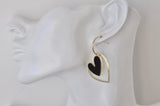 Black and Gold Hearts Statement Dangle Drop Earrings