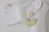 Clay Geometric Shapes and Patterns Drop Dangle Earrings - Beige