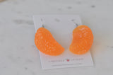 Miniature Food Resin Mandarin Dangle Earrings