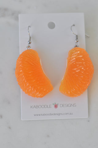 Miniature Food Resin Mandarin Dangle Earrings