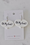 Acrylic Oh My God! Speech Bubble Dangle Drop Earrings