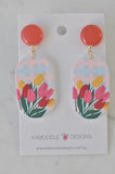Geometric Coral Boho Tulip Flowers Drop Dangle Earrings