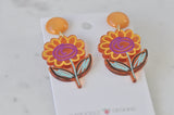 Acrylic Sunflower Drawing Teachers Drop Dangle Earrings