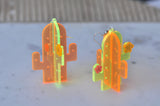 Acrylic 3D Cactus Desert Outback Drop Dangle Earrings