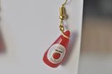 Tomato Ketchup Sauce Bottle Novelty Fun Drop Dangle Earrings