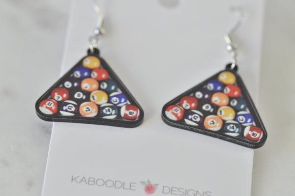 Snooker Balls Billiard Drop Dangle Earrings