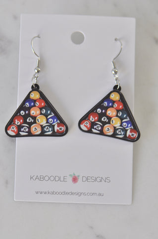 Snooker Balls Billiard Drop Dangle Earrings