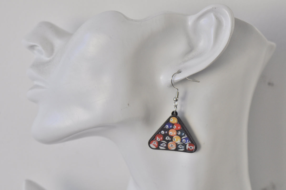Snooker Balls Billiard Drop Dangle Earrings