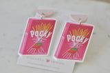 Acrylic Pocky Snack Biscuit Drop Earrings