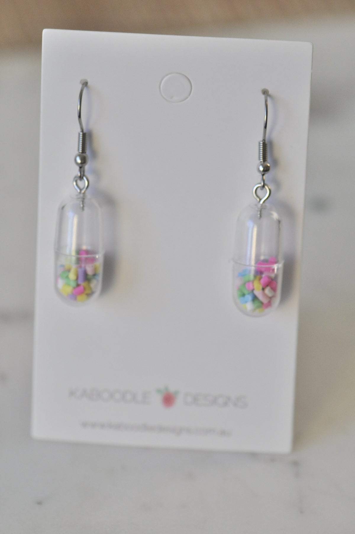 Novelty Sprinkles Medicine Drop Dangle Earrings