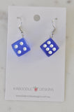 Novelty Dice Die Card Game Board Game Dangle Earrings - Blue
