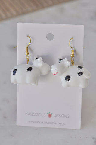 Novelty Cow Farm Animal Drop Dangle Earrings