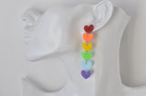 Acrylic Rainbow Hearts Statement Drop Dangle Earrings