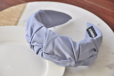 Fabric Ruffled Ruffle Statement Headband - Pastel Blue