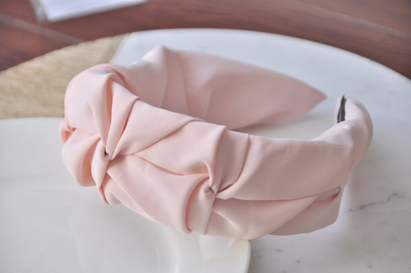 Fabric Ruffled Ruffle Statement Headband - Pastel Pink