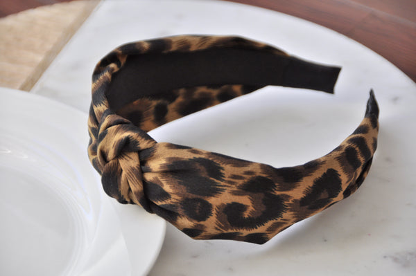 Fabric Knotted Headband - Leopard Print