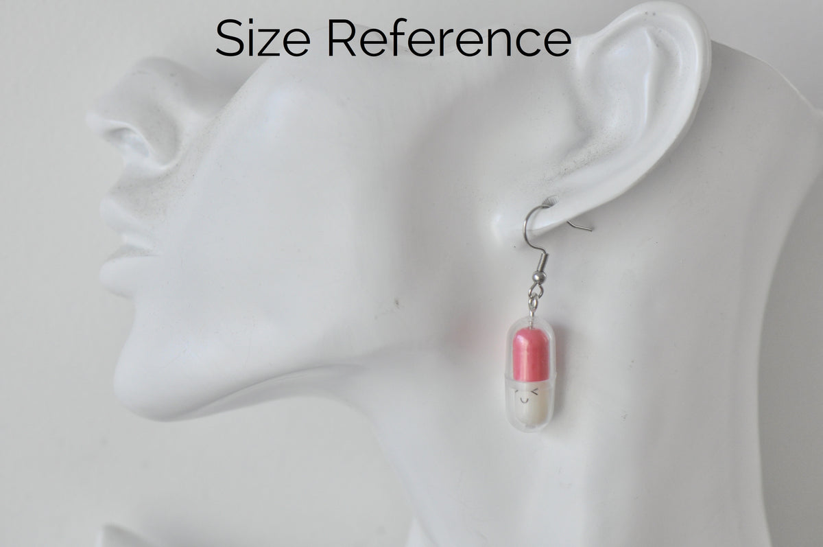 Novelty Medicine Tablet Happy Pills Dangle Earrings - Pastel Pink