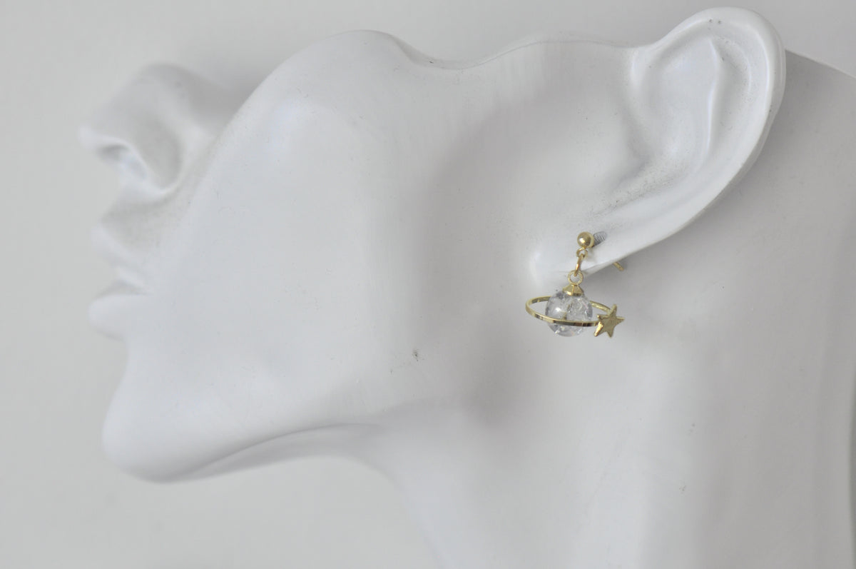Galaxy Universe Star Saturn Planet Star Novelty Fun Drop Dangle Earrings