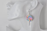 Colourful Clay Swirl Lollipop Candy Novelty Fun Drop Dangle Earrings