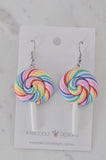 Colourful Clay Swirl Lollipop Candy Novelty Fun Drop Dangle Earrings