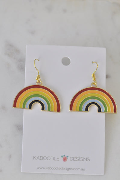Enamel Rainbow Drop Dangle Earrings
